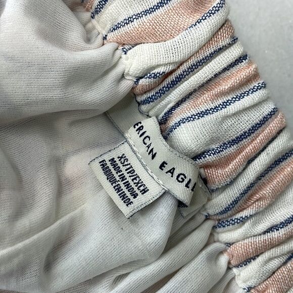 American Eagle Pants Striped Cotton Linen Wide Leg Pants - Picture 11 of 11